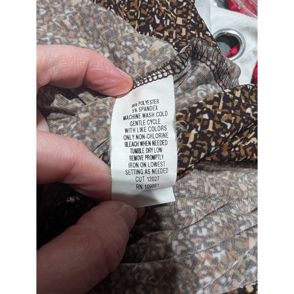 Signature Robbie Bee Womens 3/4 Sleeve Brown Print Maxi dress sz 16 Jagged Hem - Picture 6 of 7